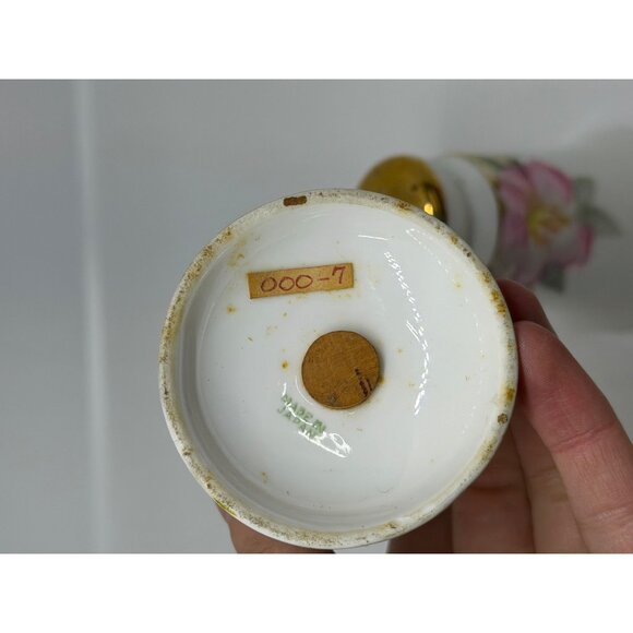 VTG Noritake Azalea Painted Floral Salt Pepper Shakers 4" Japan Gold Trim Set 2 - Picture 5 of 6